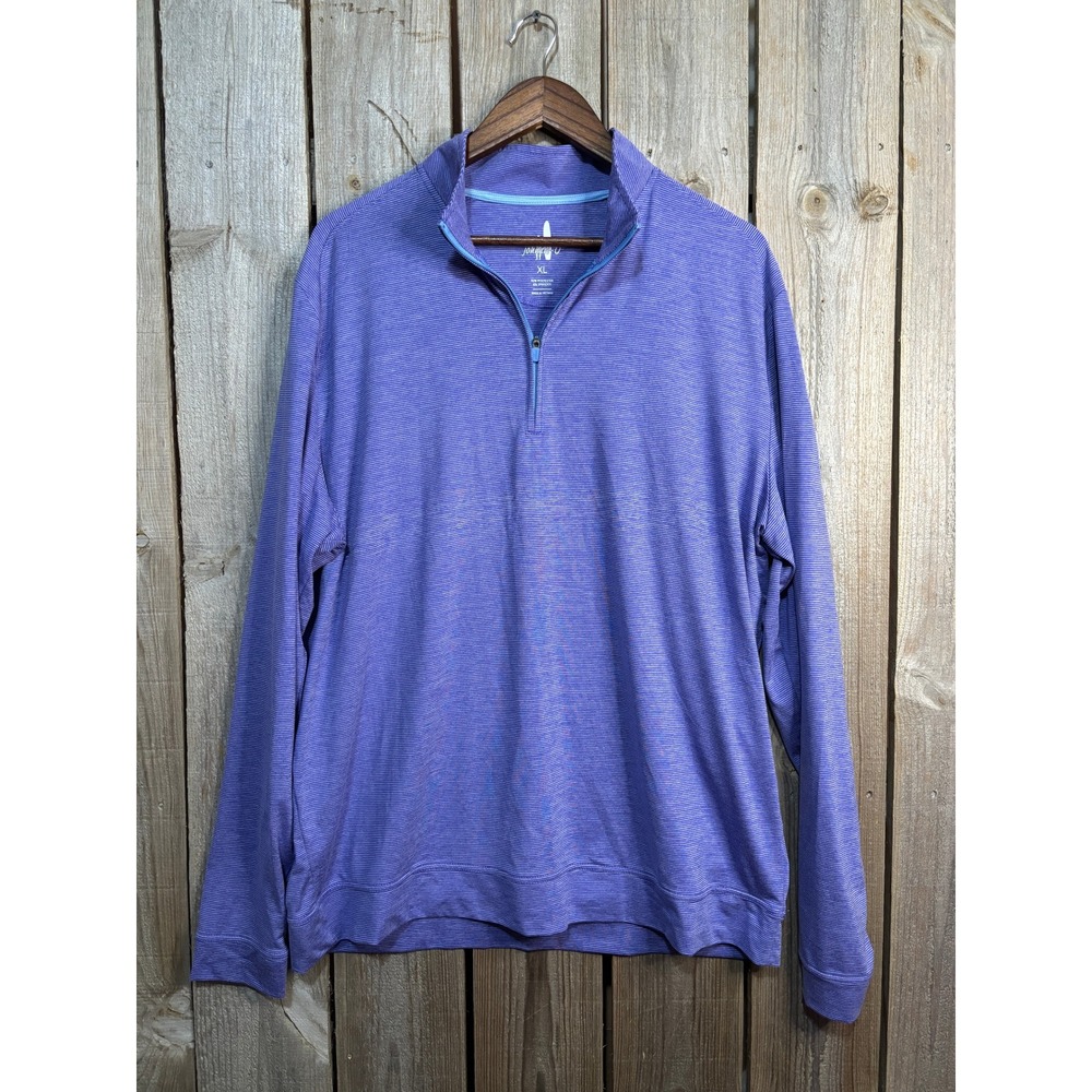 Johnnie-O Vaughn Mens XL Quarter Zip Pullover Pompei Purple Striped‎ JMKO1890